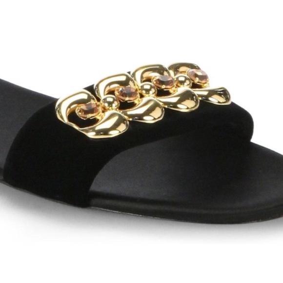 New PRADA Jeweled Velvet Sandals / Slides  $750 w/ Gold & Jewels - Picture 8 of 15
